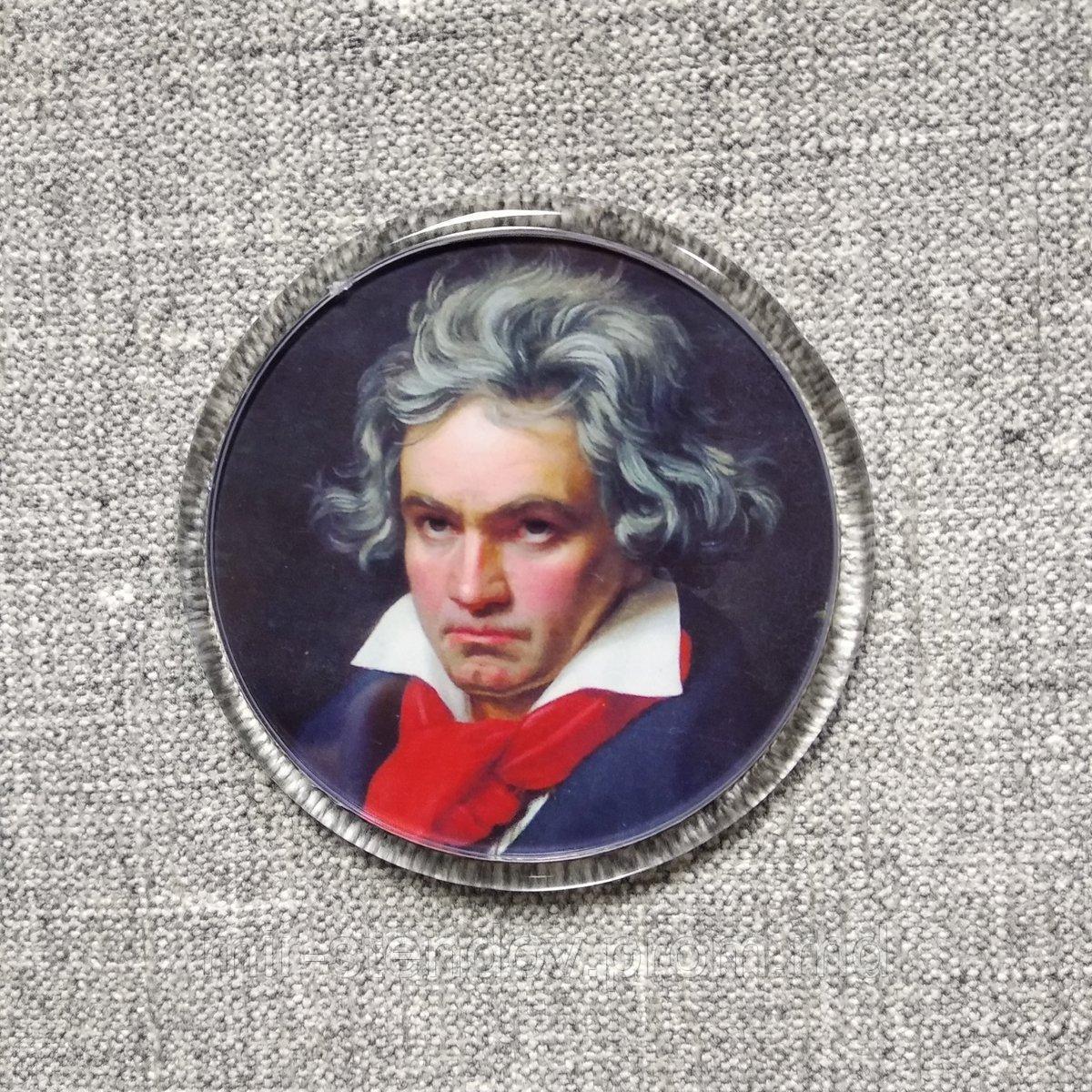 И. Бах. Круглый акриловый магнит с портретом, фото 1