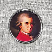 В. Моцарт. Круглый акриловый магнит с портретом