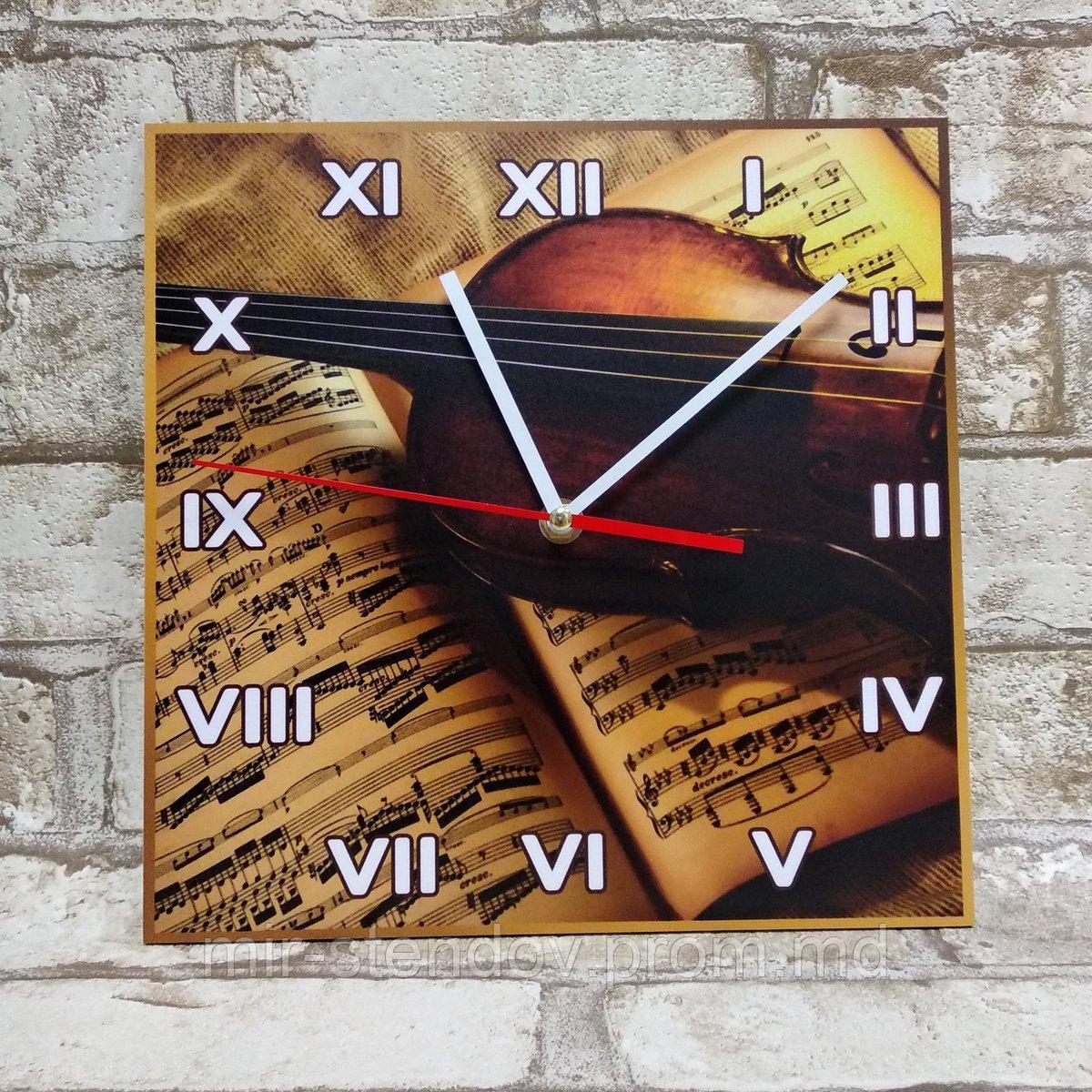 Часы настенные для кабинета музыки. "Скрипка и ноты", фото 1