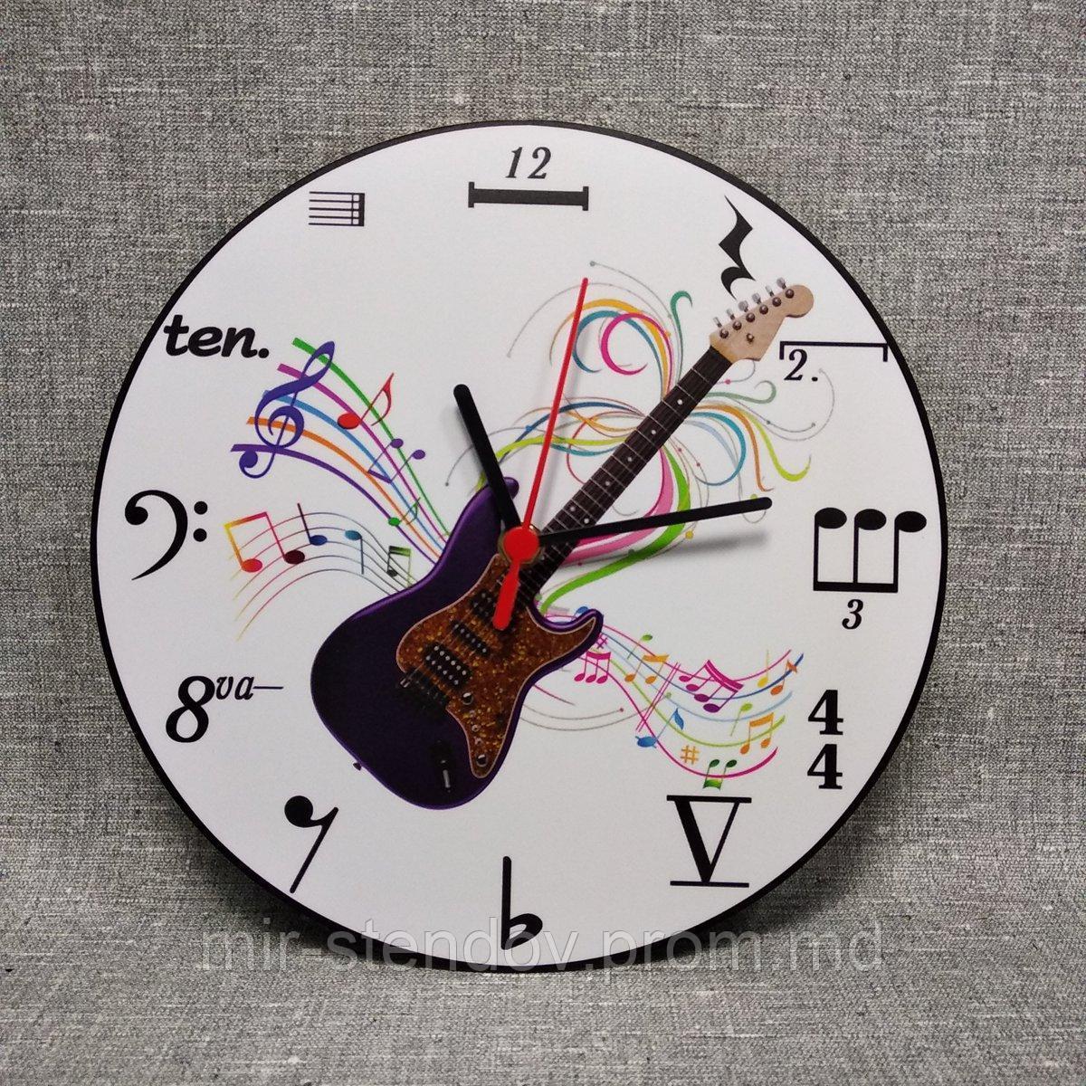 Часы настенные для кабинета музыки с гитарой - фото 1 - id-p5995196