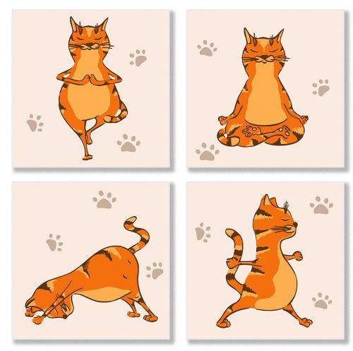 Картина по номерам "Полиптих: Yoga-cat" - фото 1 - id-p10333627