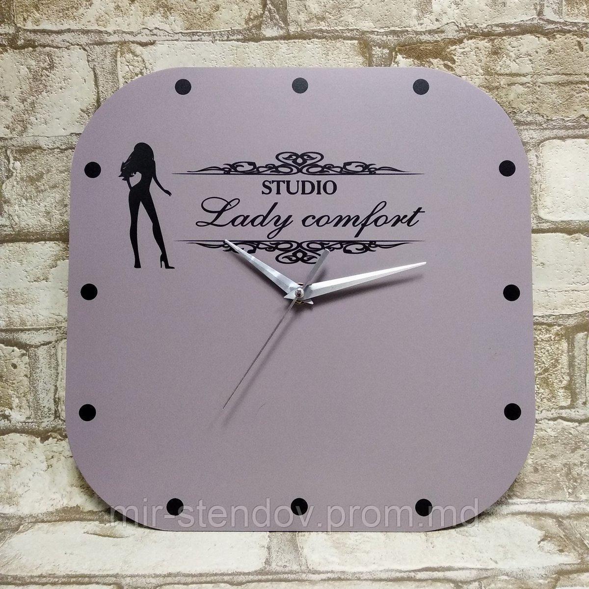 Настенные часы для салона красоты. "Lady comfort" (Квадратные), фото 1