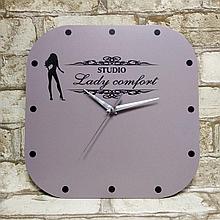 Настенные часы для салона красоты. "Lady comfort" (Квадратные)