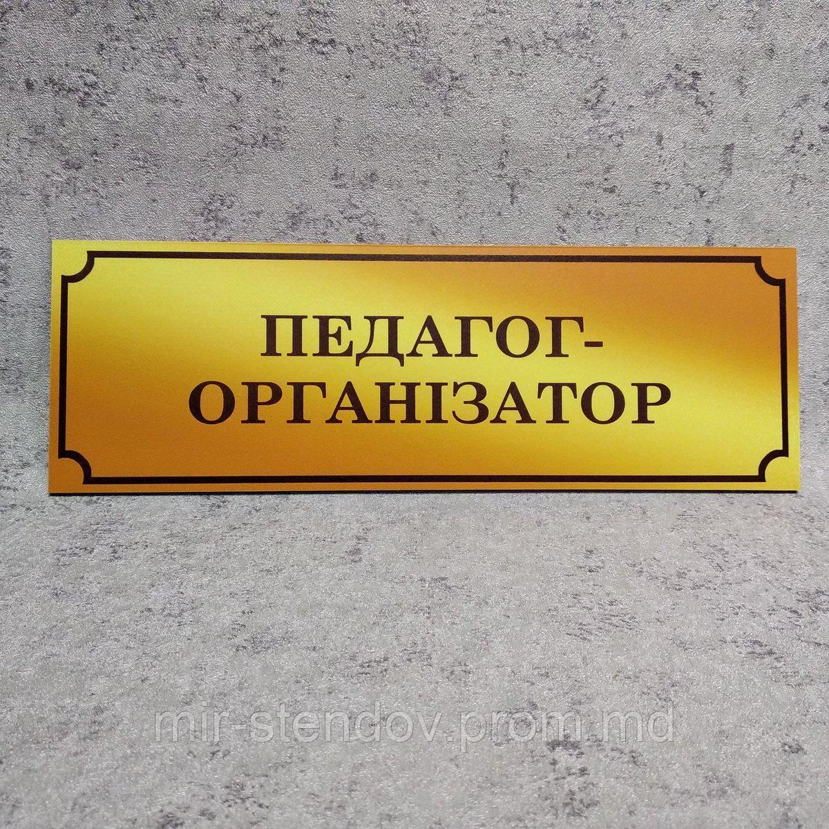 Табличка Педагог-организатор (Gold school), фото 1