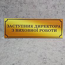 Табличка Заместитель директора по ВР с ФИО или без  (Gold school)