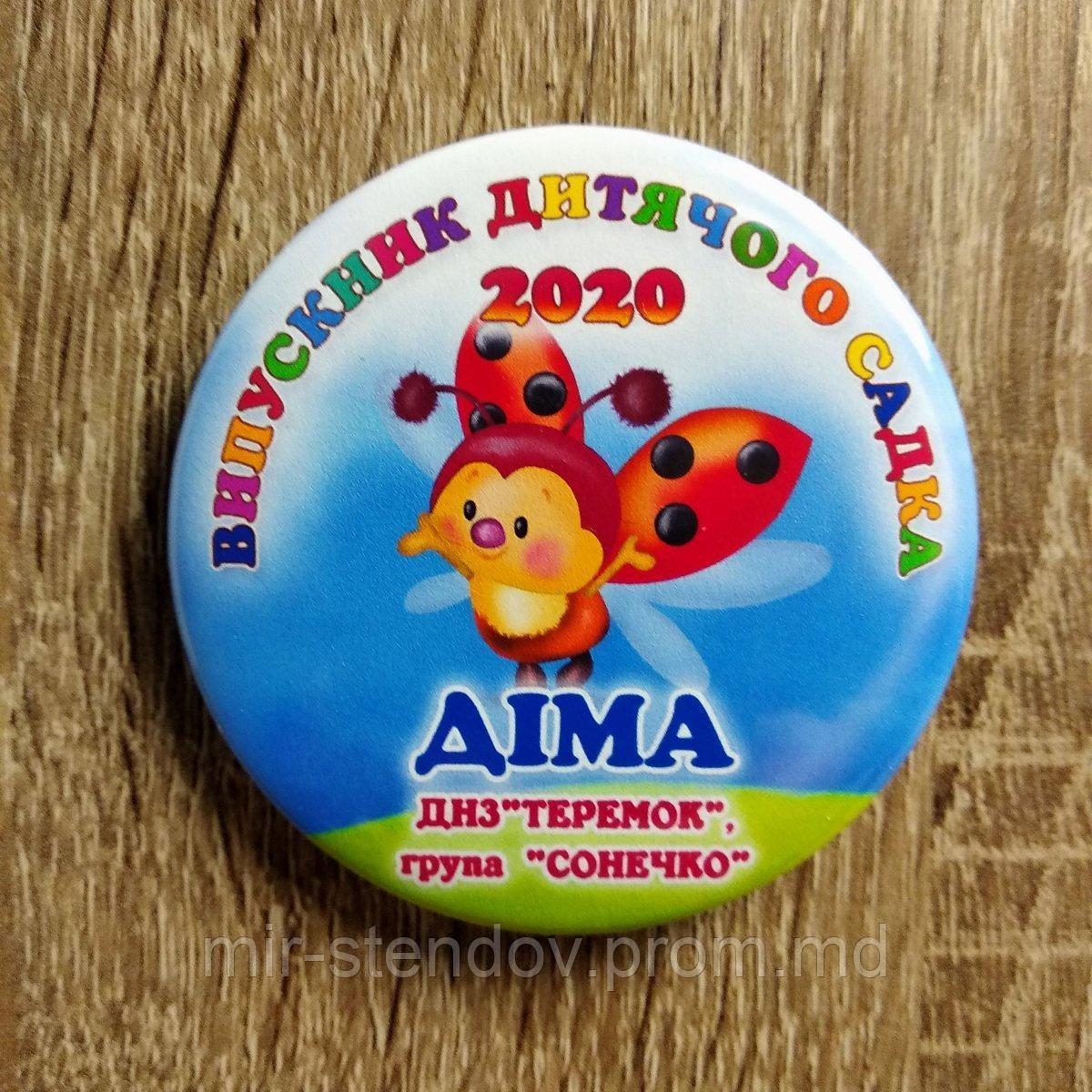 Значок Выпускник детского сада "Божья коровка". Именной, фото 1