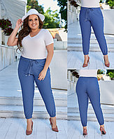 Стильные летние женские тонкие укороченные зауженные джинсовые штаны, батал большие размеры