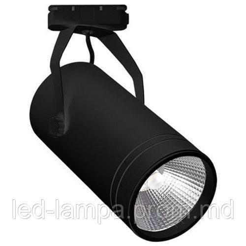 Светодиодный LED светильник, трековый, 30W, Econom, 4200К, 21°, двухфазный, IP20, чёрный корпус, сталь. - фото 1 - id-p10361654