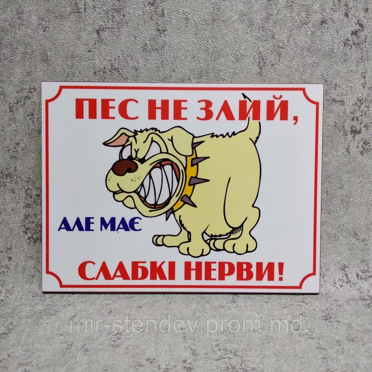 Табличка Пес не злий, але має слабкі нерви, фото 1