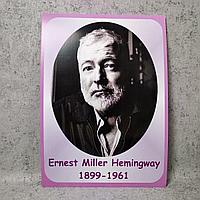 Ernest Miller Hemingway. Портреты английских поэтов и писателей 40х60 см, Розовый
