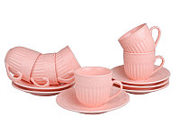 Набор чайный фарфор 12 предметов 250 мл Ажур розовый Lefard 722-123