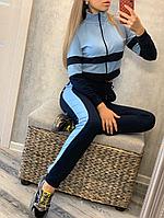 Стильный молодежный женский спортивный костюм: укороченная кофта-топ на змейке и штаны на манжетах