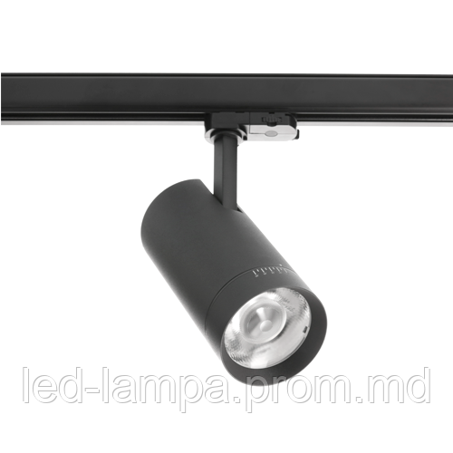 Светодиодный LED светильник, трековый, GTV, 30W(EMC+), 4000К, 15-38°, трёхфазный, IP20, RA 80, чёрный корпус - фото 1 - id-p10363925