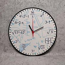 Часы настенные "Примеры". Для кабинета математики (Голубые надписи)