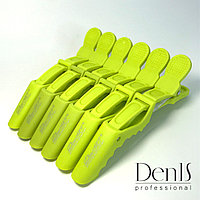 Зажим для волос DenIS professional- крокодил каучук салатовый