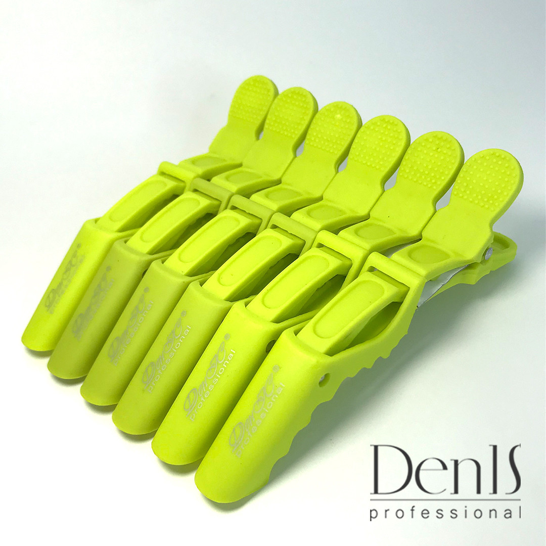 Зажим для волос DenIS professional- крокодил каучук салатовый - фото 1 - id-p10364102