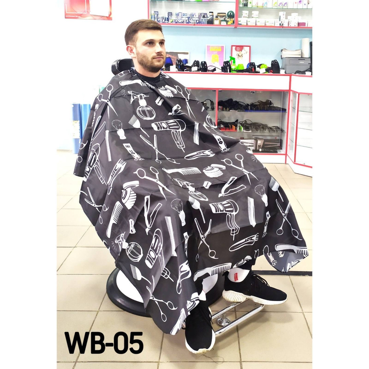 Пеньюар парикмахерский барбер WB-05 - фото 1 - id-p10364106