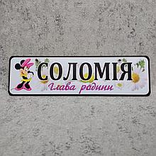 Номер на коляску с именем ребёнка. Глава семьи. "Мини Маус"