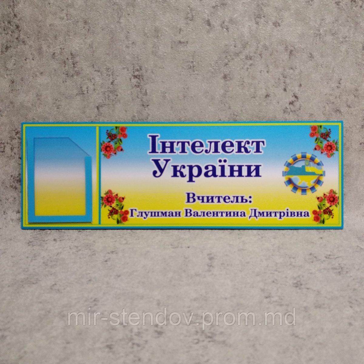 Табличка кабинетная Интеллект Украины с кармашком - фото 1 - id-p10384033