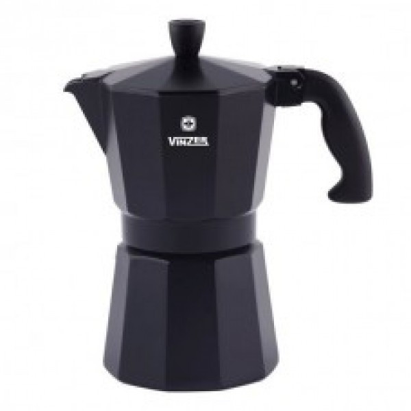 Гейзерная кофеварка на 6 чашек Vinzer Nero алюминиевая VZ 89395 - фото 1 - id-p10116793
