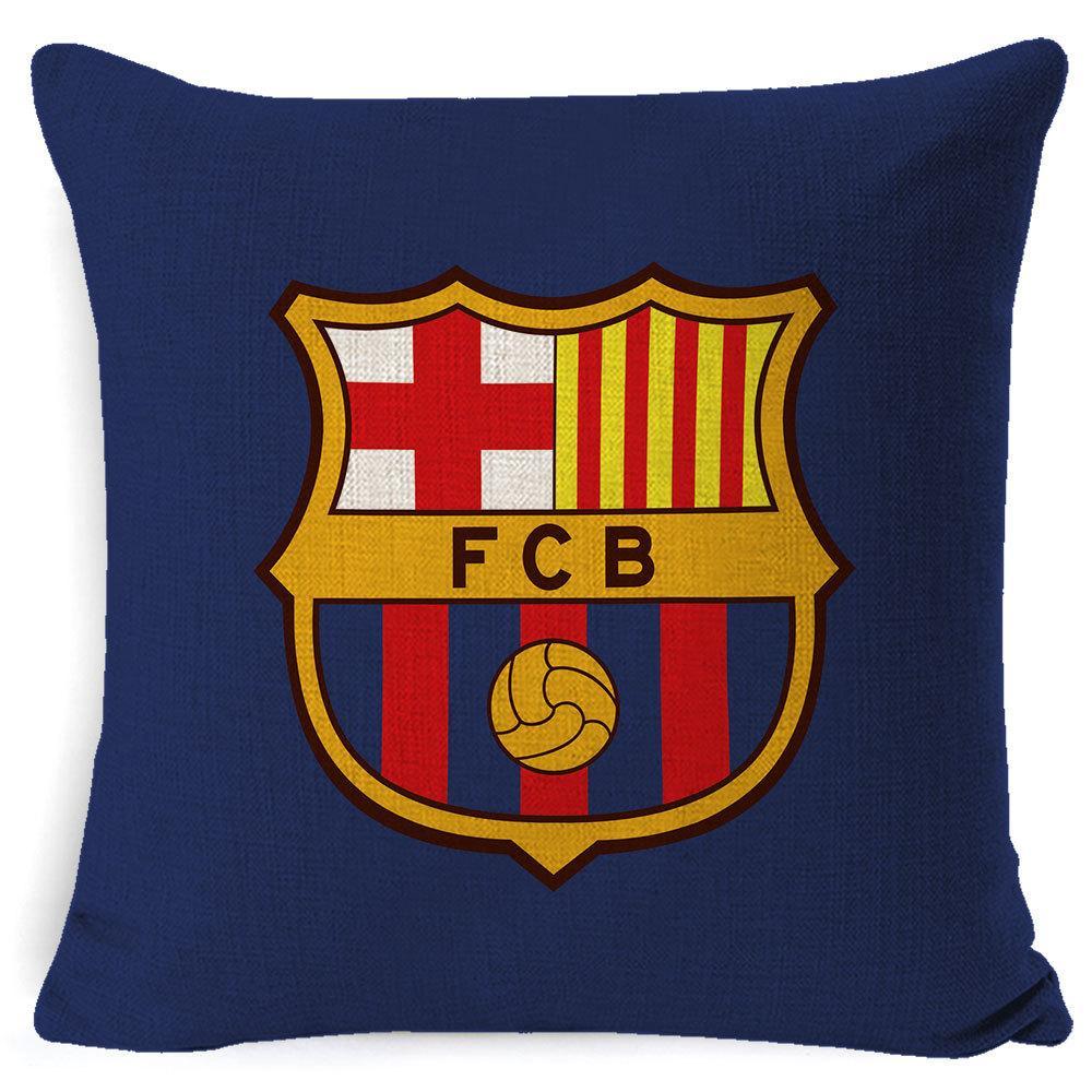 Подушка с логотипом фк Барселона 45 х 45 см льняная - фото 1 - id-p10394898