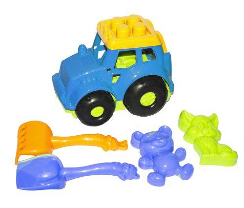 Трактор "Кузнечик №2" с песочным набором (синий) - фото 1 - id-p10398265