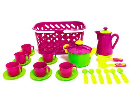 Набор посудки в корзинке (розовая) - фото 1 - id-p10399322