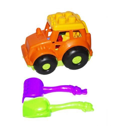 Трактор Кузнечик №1, оранжевый с граблями и лопаткой - фото 1 - id-p10398980