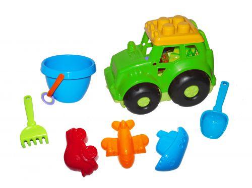 Трактор "Кузнечик №3"с песочным набором (зелёный) - фото 1 - id-p10398987