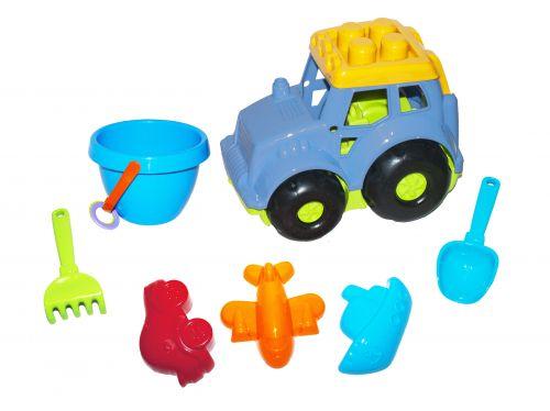 Трактор "Кузнечик №3"с песочным набором (голубой) - фото 1 - id-p10398988