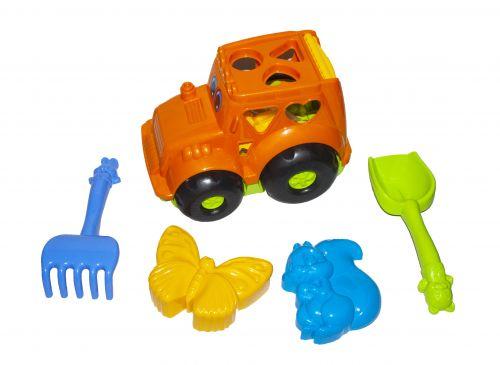 Сортер-трактор "Кузнечик" №2 (оранжевый) с песочным набором - фото 1 - id-p10399003
