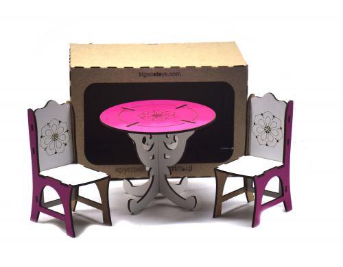 Круглый стол + 2 стула (бело-розовый) - фото 1 - id-p10399035