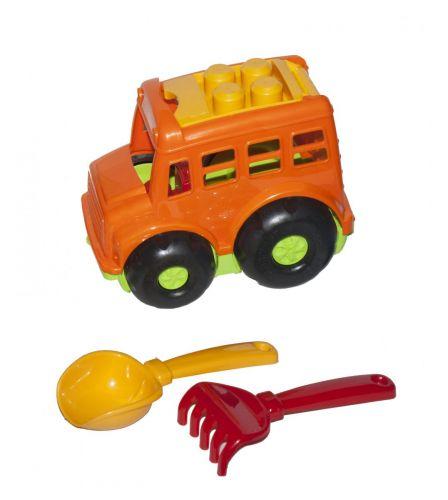 Автобус "Бусик №1" + лопатка и грабельки (оранжевый) - фото 1 - id-p10399676