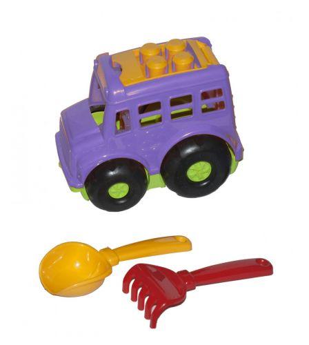 Автобус "Бусик №1" + лопатка и грабельки (фиолетовый) - фото 1 - id-p10399677