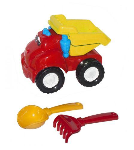 Машина "Смайл самосвал" №1 (красная) + грабельки и лопатка - фото 1 - id-p10399678