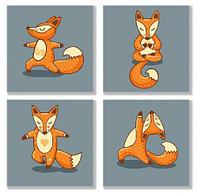 Картина по номерам "Полиптих: Yoga-fox"