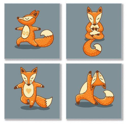 Картина по номерам "Полиптих: Yoga-fox" - фото 1 - id-p10400206