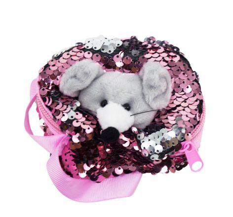 Детский кошелёк с пайетками "Мышка" (розовый) - фото 1 - id-p10400370