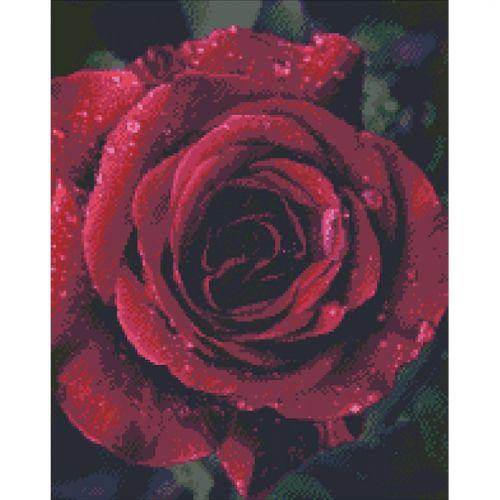 Алмазная вышивка "Роза с каплями росы" - фото 1 - id-p10403252