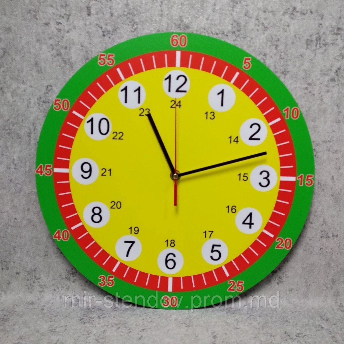 Обучающие настенные часы. Зелёный ободок, фото 1