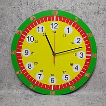Обучающие настенные часы. Зелёный ободок