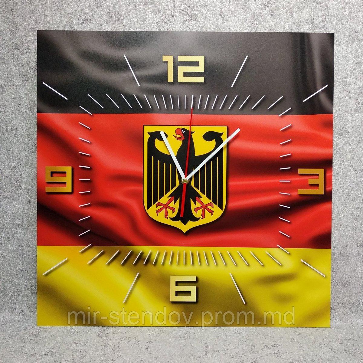 Часы настенные квадратные Флаг и герб Германии - фото 1 - id-p10117985