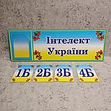Табличка кабинетная Интеллект Украины с кармашком и вставками для младших классов, фото 2