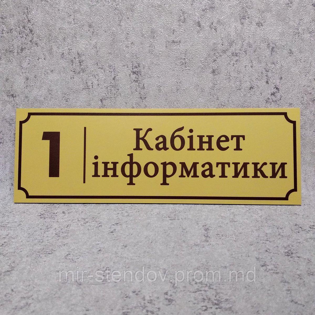 Табличка "Кабинет информатики" под цвет светлого дерева, фото 1