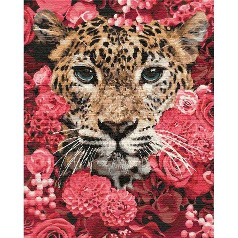 Картина по номерам "Леопард в цветах" - фото 1 - id-p10408169