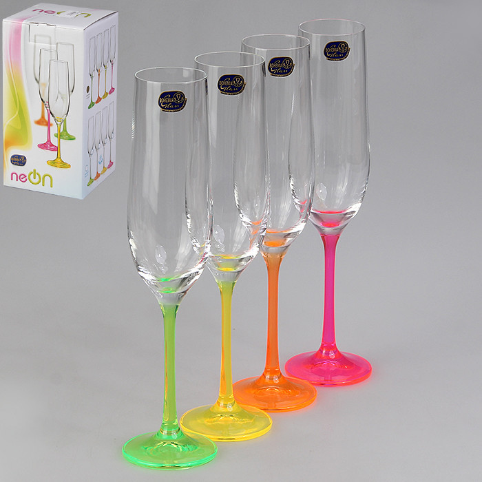 Набор бокалов для шампанского Bohemia Neon 190 мл 4 пр b40729-D4892 - фото 1 - id-p8275418