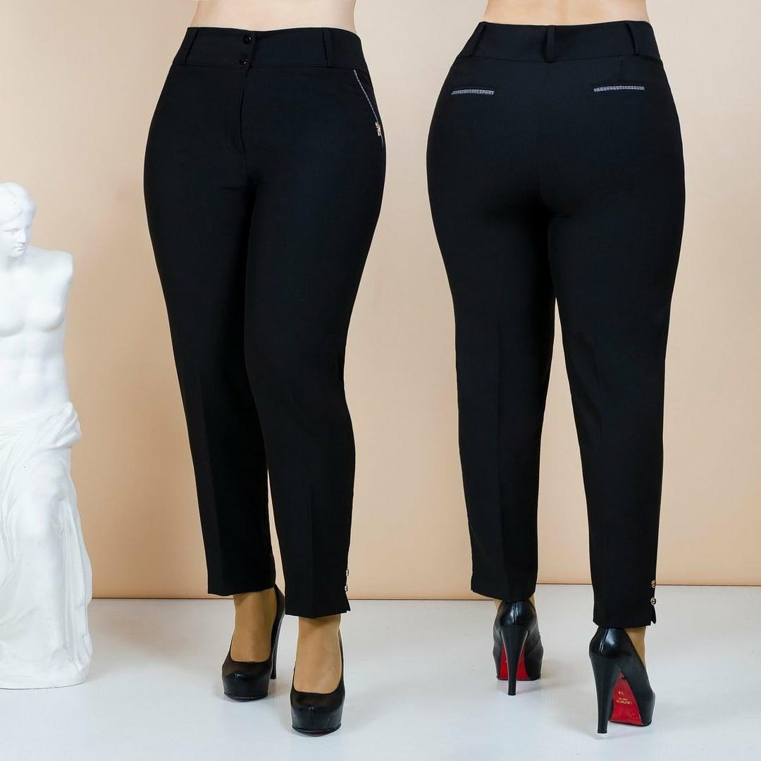 Женские классические зауженные брюки с карманами, батал большие размеры - фото 1 - id-p10411268