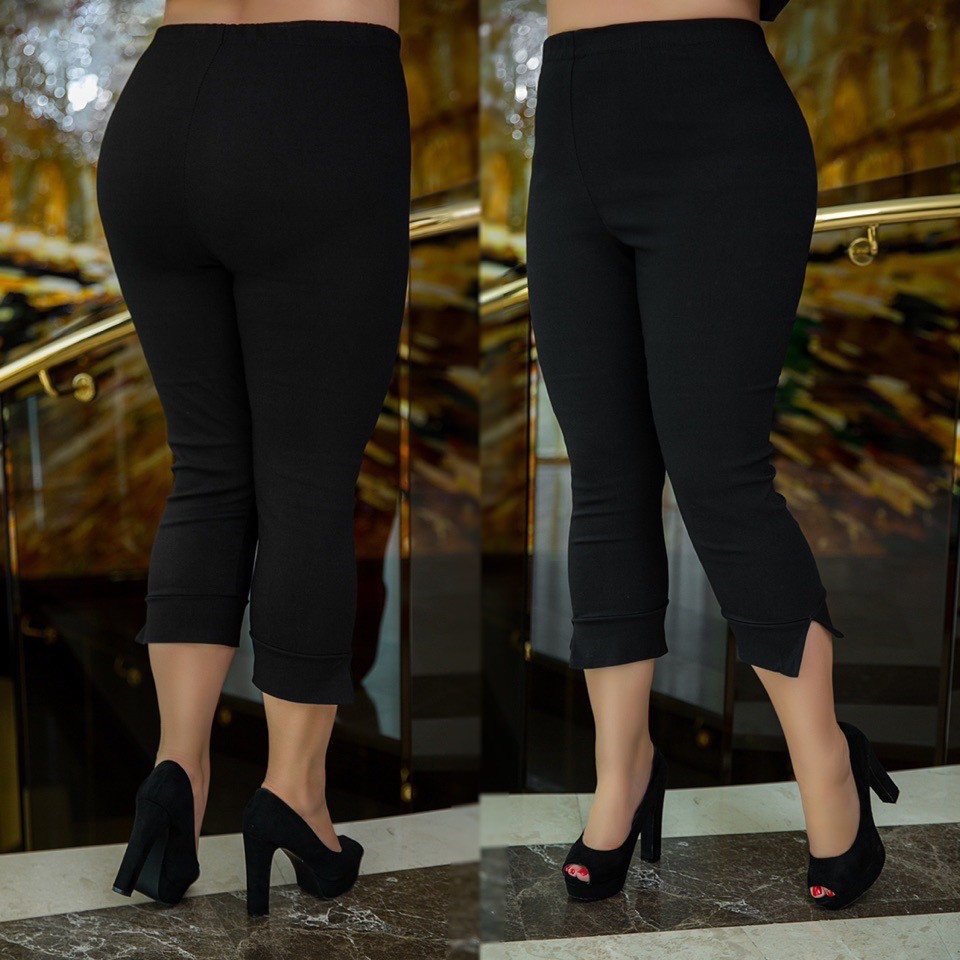 Женские джинсовые капри с эффектом утяжки, батал большие размеры - фото 1 - id-p10411347