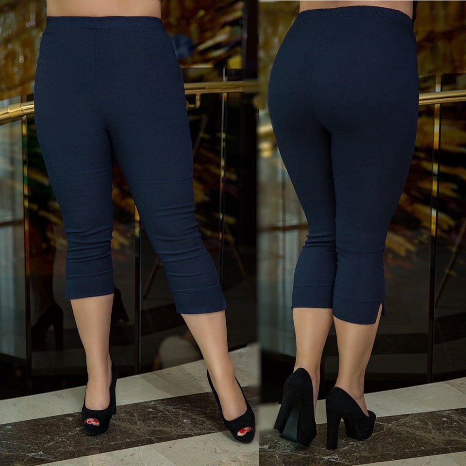 Женские джинсовые капри с эффектом утяжки, батал большие размеры - фото 1 - id-p10411353