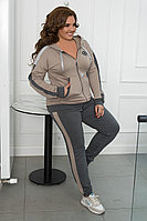 Женский прогулочный спортивный костюм кофта с капюшоном и штаны с лампасом, батал большие размеры